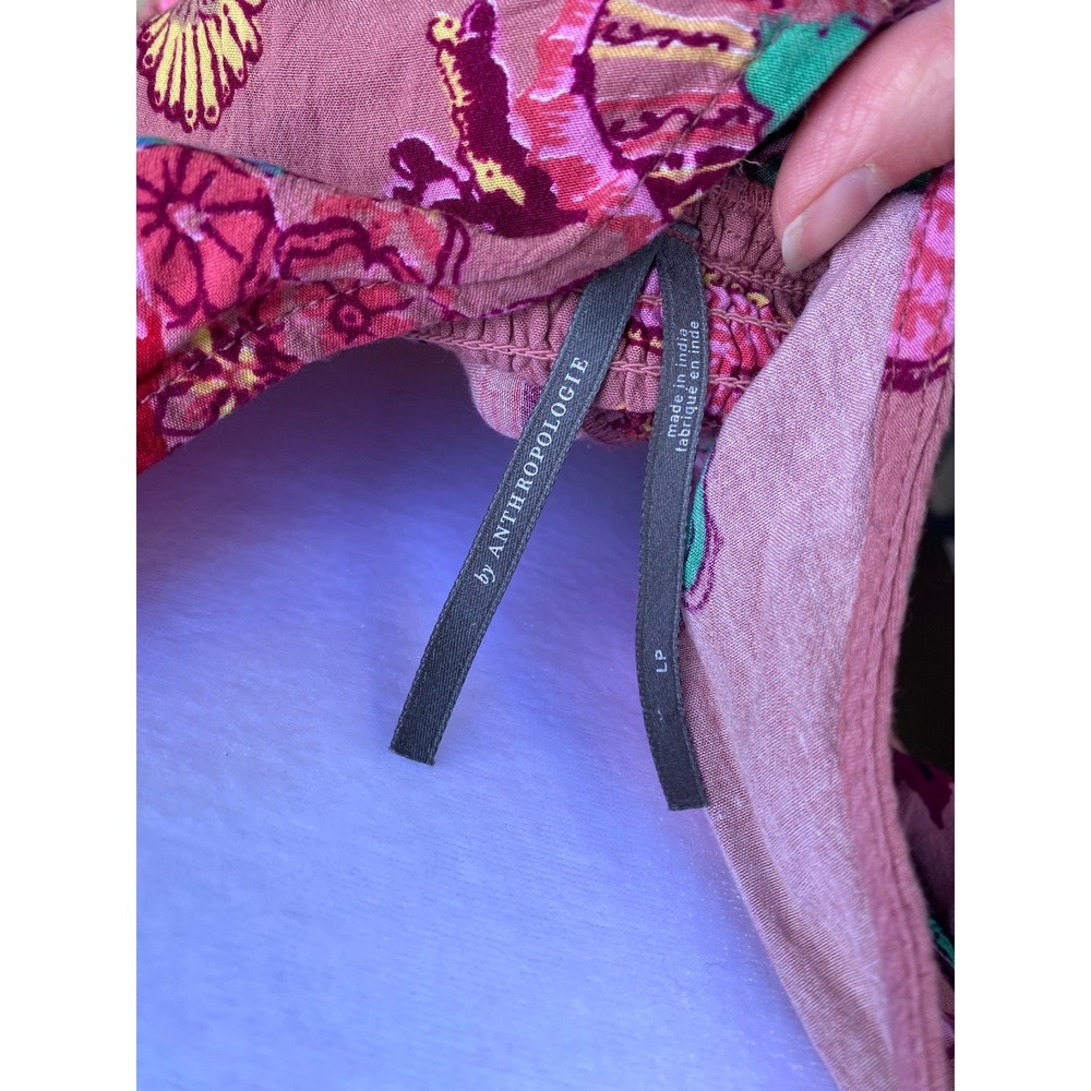 Anthropologie Floral Embroidered Pink Maxi Dress Large Boho Western Romantic Fem - Picture 7 of 8